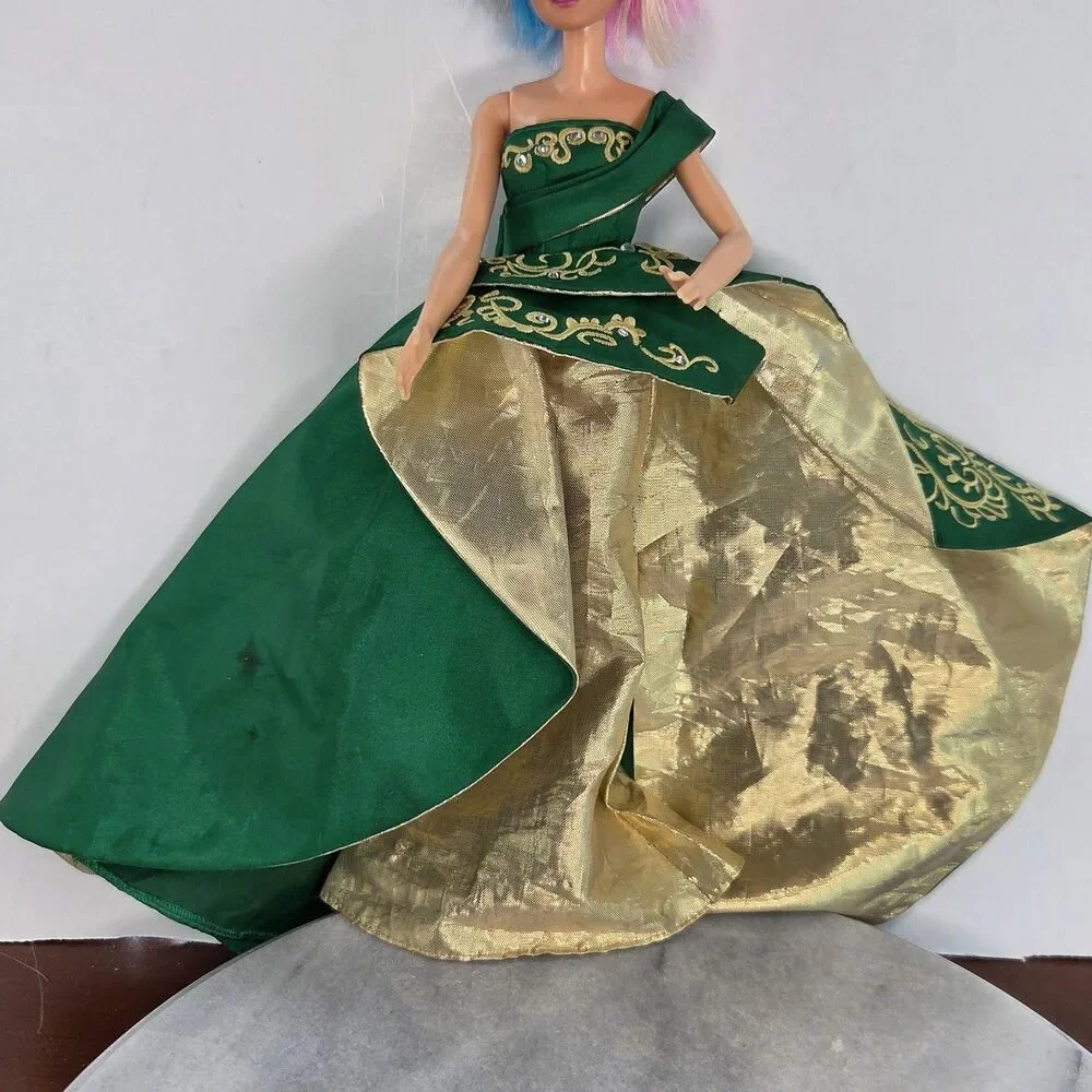Barbie Size Clothing Accessories Lot Green Holiday Ball Gown Dress Ariel Candy